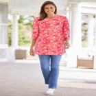 Perfect Printed Three-Quarter Sleeve Crewneck Tunic image number null