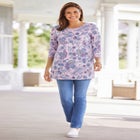 Perfect Printed Three-Quarter Sleeve Crewneck Tunic image number null