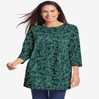 Perfect Printed Three-Quarter Sleeve Crewneck Tunic image number null