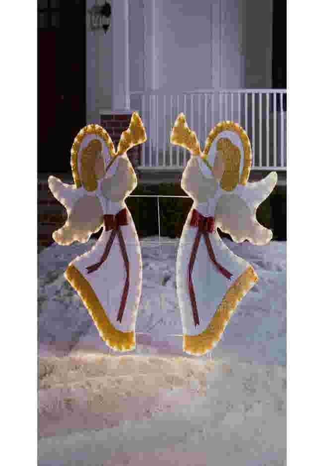 set of 2 pre-lit outdoor angels image number 0
