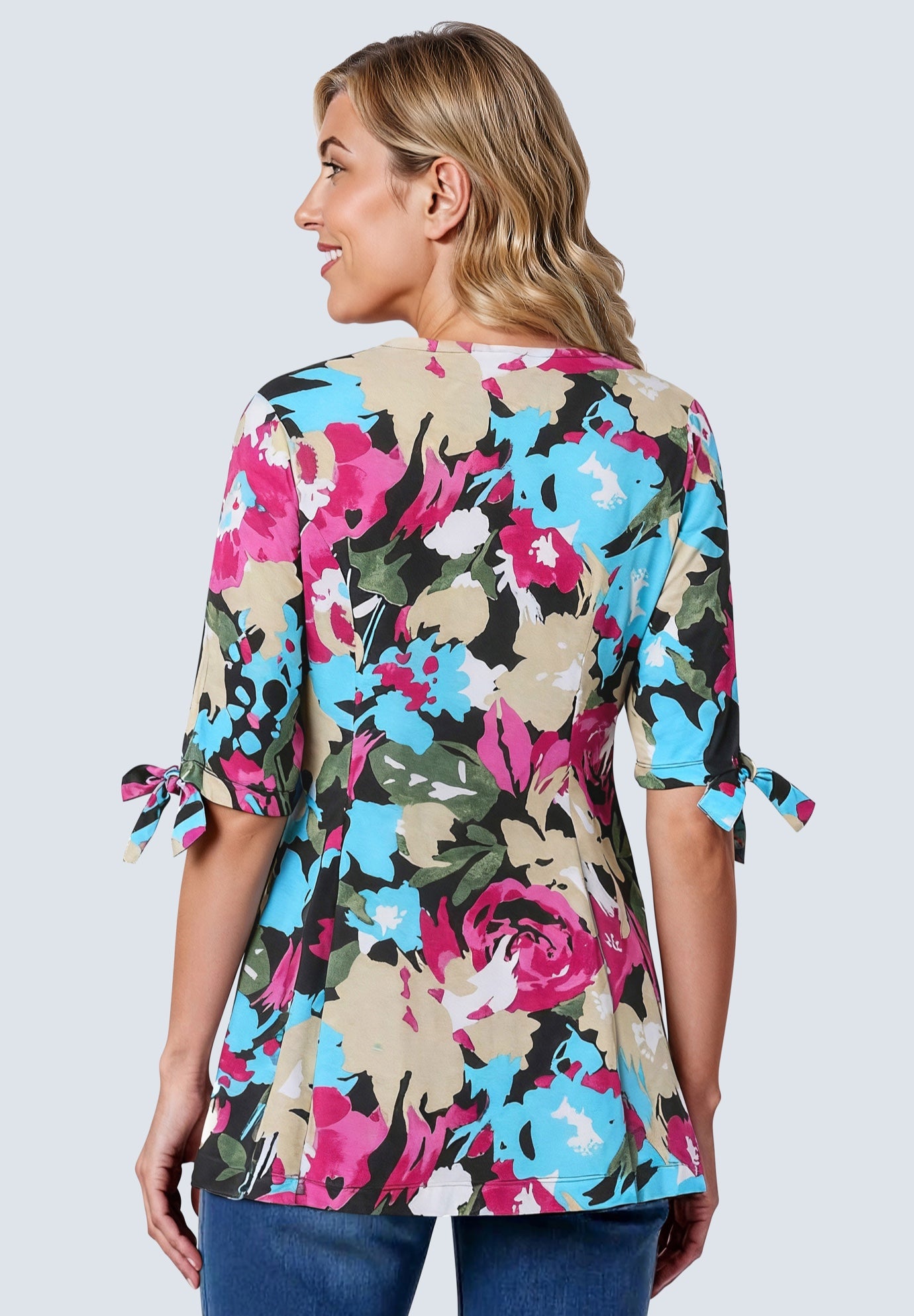 Three-Quarter Tie-Sleeve Tunic image number 1