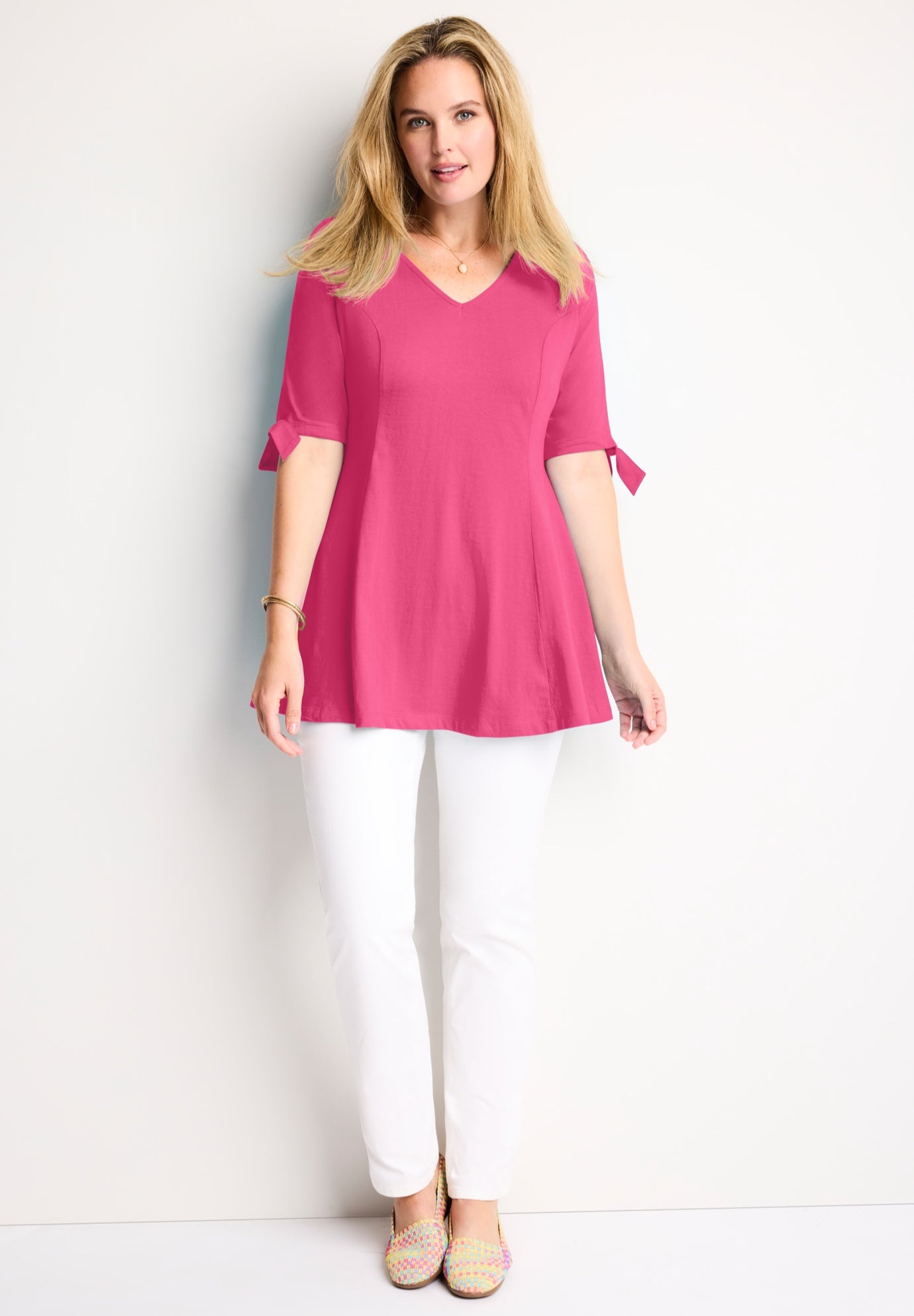 Three-Quarter Tie-Sleeve Tunic image number 0
