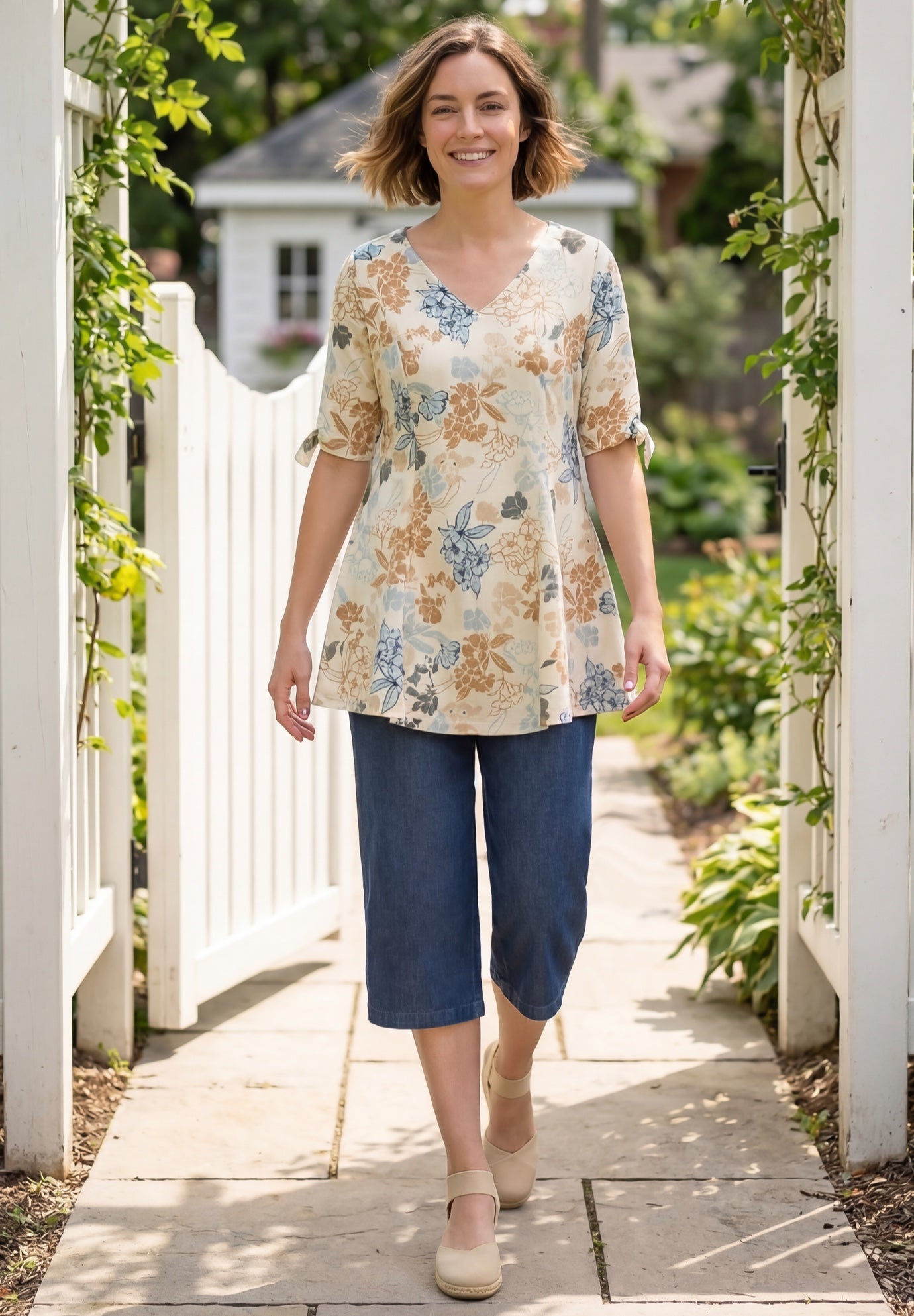 Elbow Tie-Sleeve Tunic image number 0