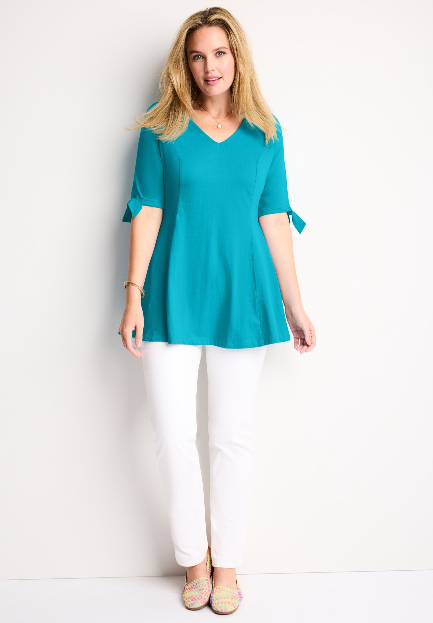 Three-Quarter Tie-Sleeve Tunic image number 0