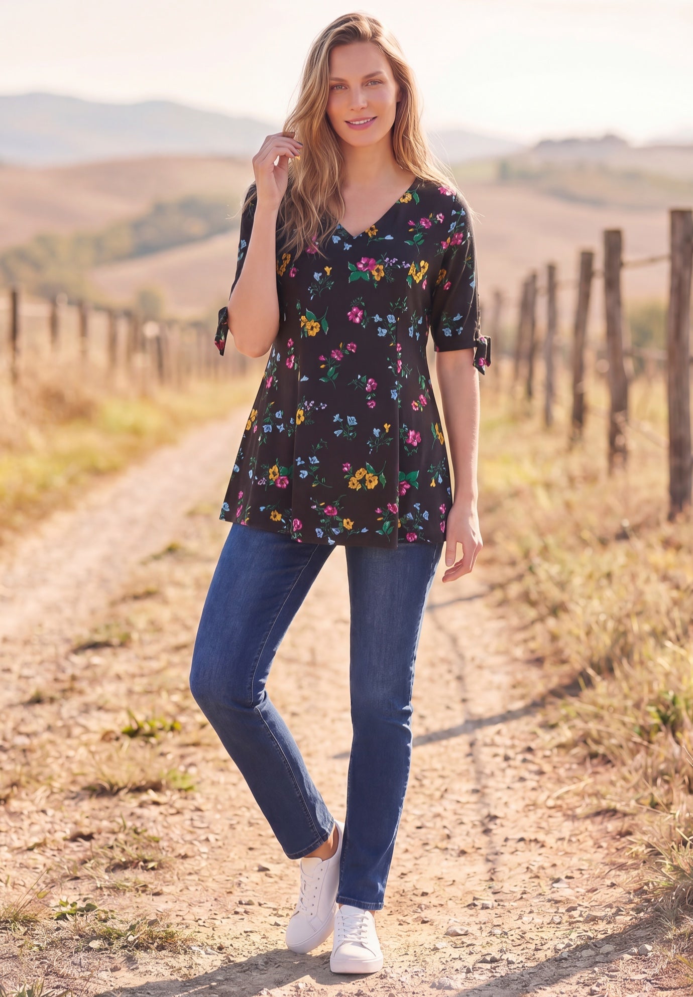 Elbow Tie-Sleeve Tunic image number 0