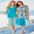 Elastic-Waist Pull-On Knit Pocket Capri Pants image number null