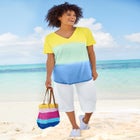 Elastic-Waist Pull-On Knit Pocket Capri Pants image number null