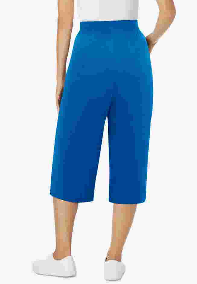 Womens Plus-Size Elastic-Waist Pull-On Knit Pocket Capri Pants image number 2