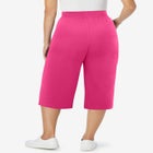 Elastic-Waist Pull-On Knit Pocket Capri Pants image number null