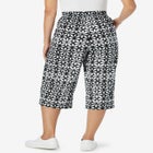 Elastic-Waist Pull-On Knit Pocket Capri Pants image number null