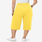 Elastic-Waist Pull-On Knit Pocket Capri Pants image number null