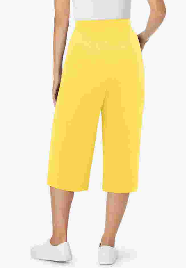 Elastic-Waist Pull-On Knit Pocket Capri Pants image number 1