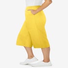 Elastic-Waist Pull-On Knit Pocket Capri Pants image number null
