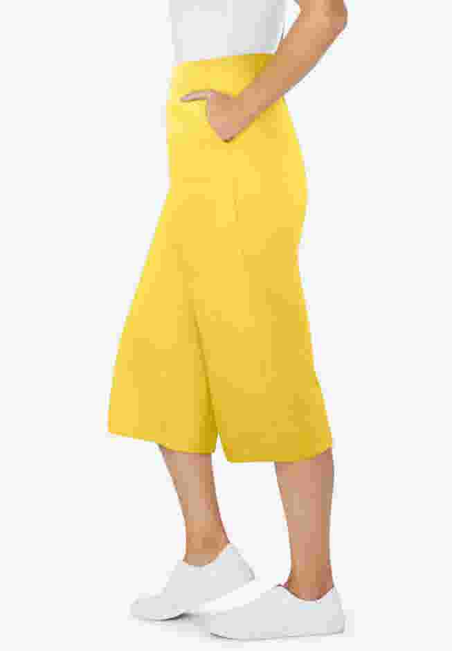 Elastic-Waist Pull-On Knit Pocket Capri Pants image number 2