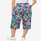 Elastic-Waist Pull-On Knit Pocket Capri Pants image number null