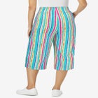 Elastic-Waist Pull-On Knit Pocket Capri Pants image number null