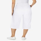 Elastic-Waist Pull-On Knit Pocket Capri Pants image number null