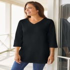 Perfect Three-Quarter Sleeve V-Neck Tunic image number null