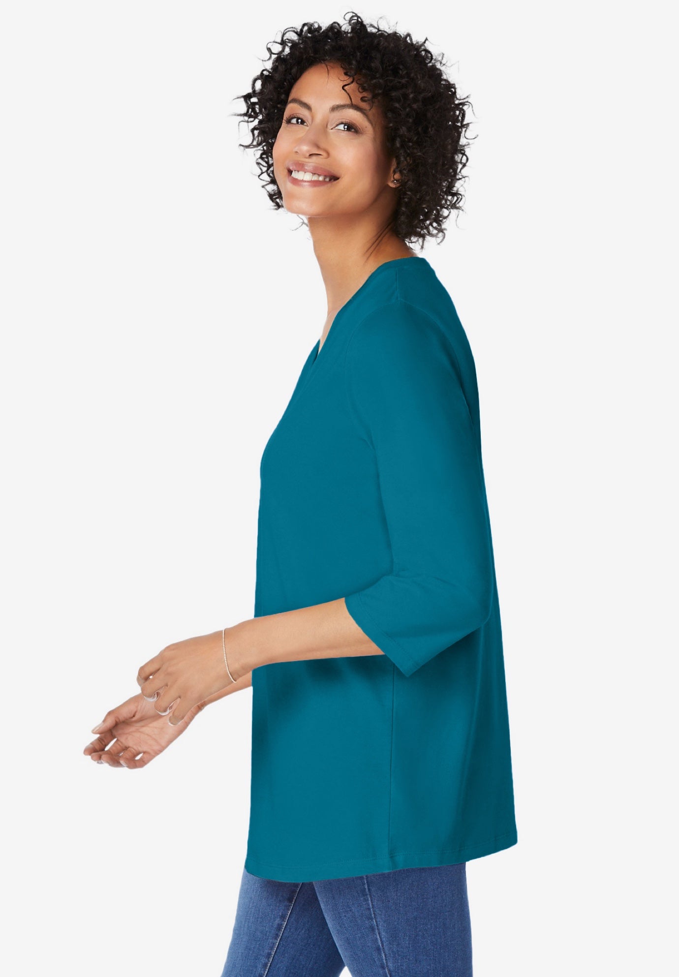 Perfect Three-Quarter Sleeve V-Neck Tunic image number 2