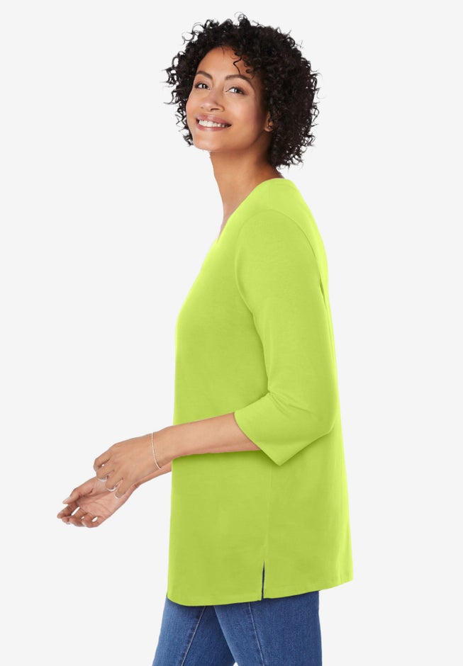 Perfect Three-Quarter Sleeve V-Neck Tunic image number 2