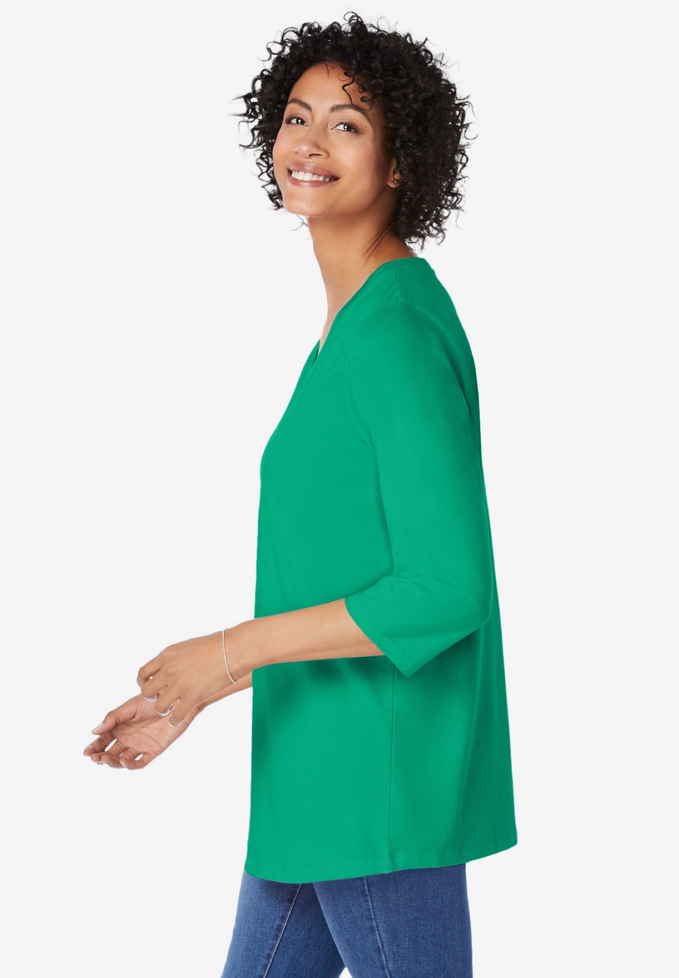 Perfect Three-Quarter Sleeve V-Neck Tunic image number 2