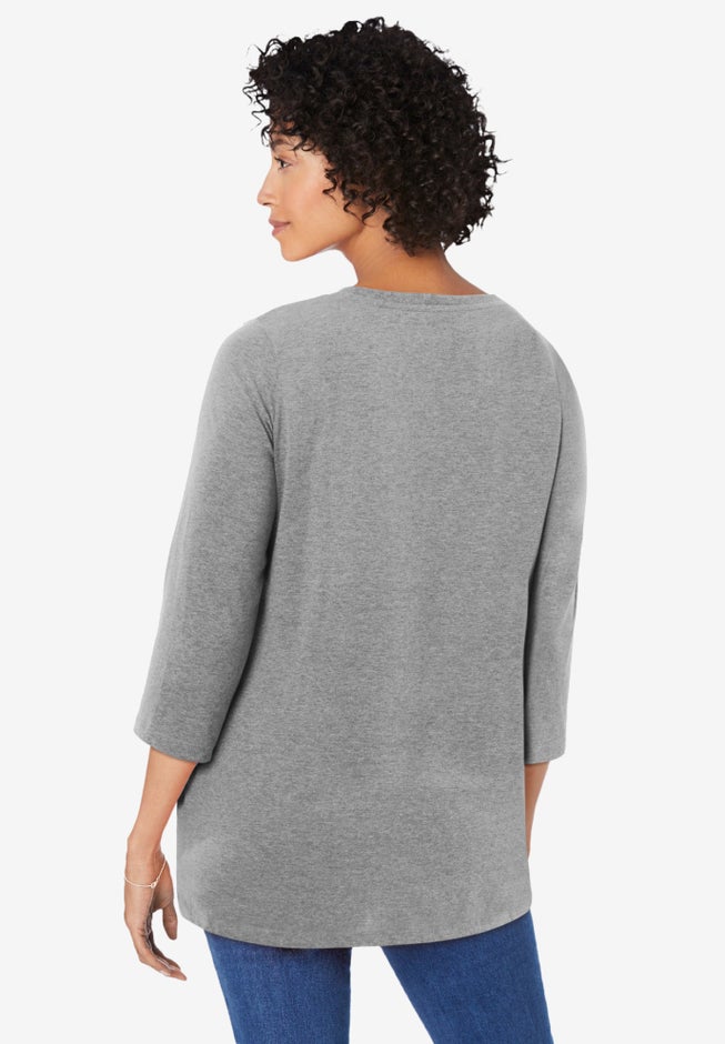 Perfect Three-Quarter Sleeve V-Neck Tunic image number 1