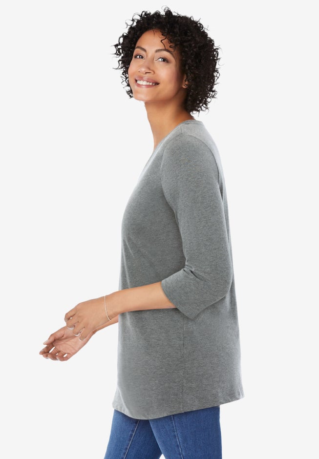 Perfect Three-Quarter Sleeve V-Neck Tunic image number 2