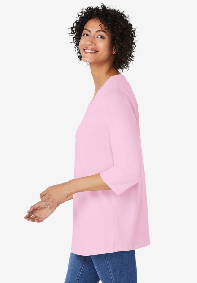 Perfect Three-Quarter Sleeve V-Neck Tunic image number 2