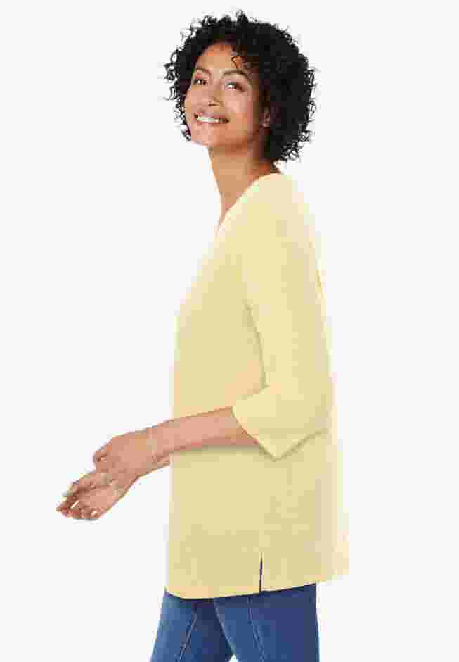 Perfect Three-Quarter Sleeve V-Neck Tunic image number 2