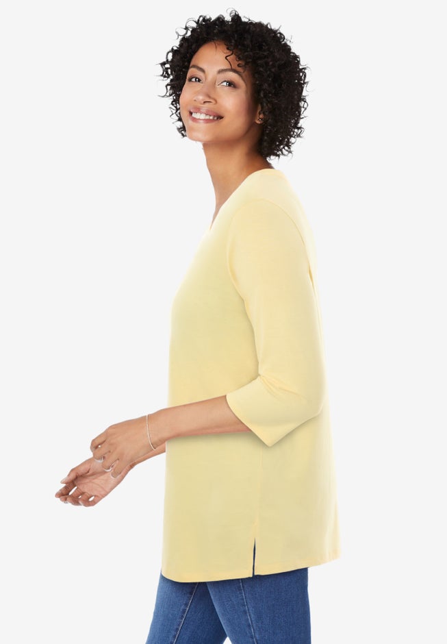 Perfect Three-Quarter Sleeve V-Neck Tunic image number 2