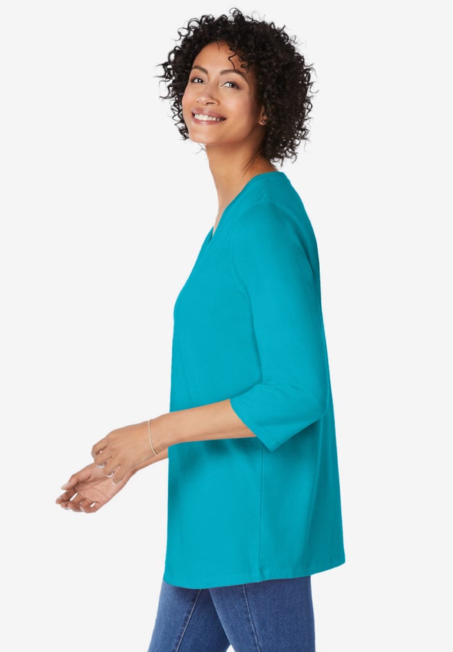 Perfect Three-Quarter Sleeve V-Neck Tunic image number 2