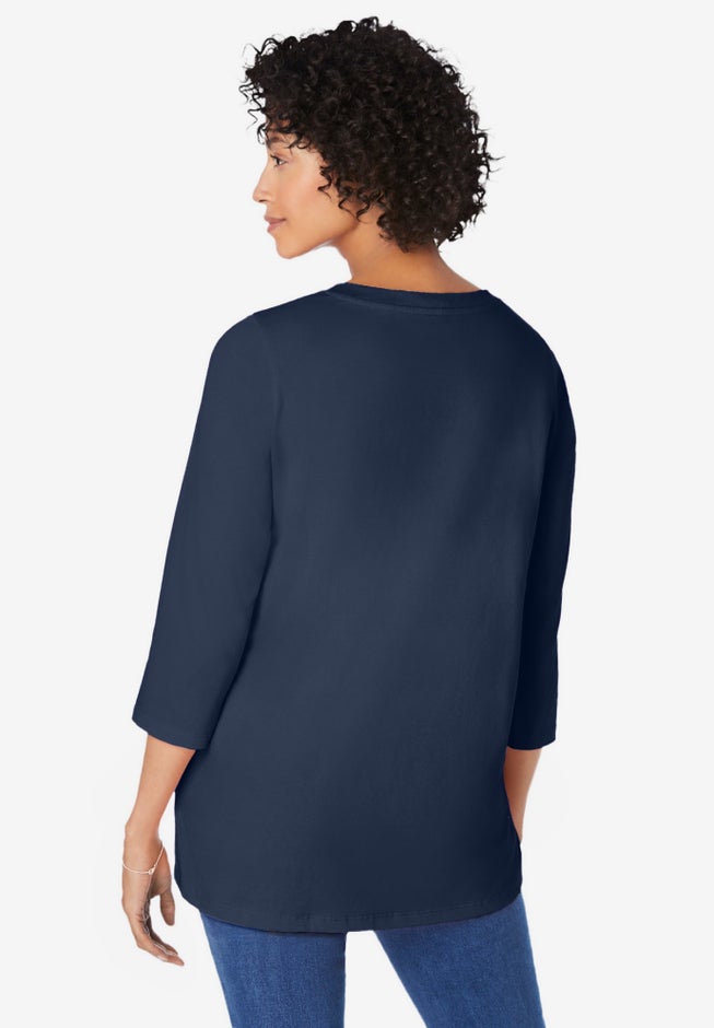 Perfect Three-Quarter Sleeve V-Neck Tunic image number 1
