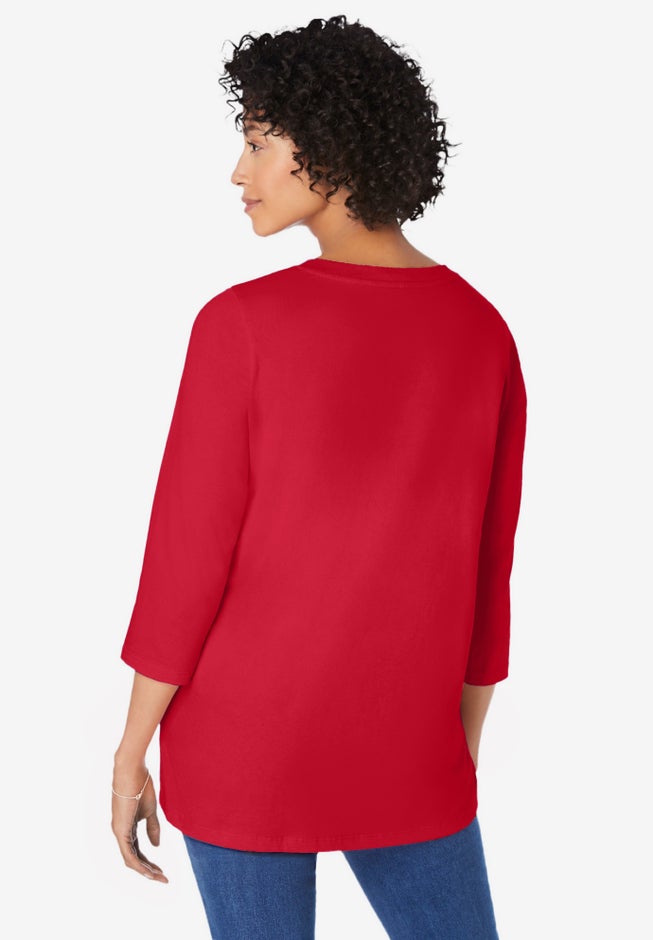 Perfect Three-Quarter Sleeve V-Neck Tunic image number 1