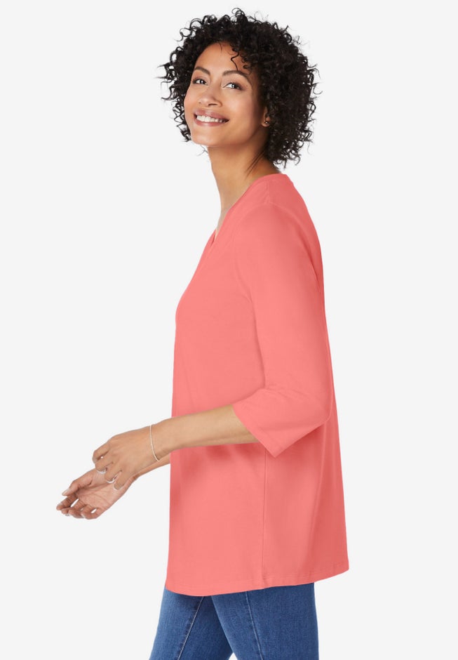 Perfect Three-Quarter Sleeve V-Neck Tunic image number 2