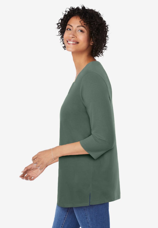 Perfect Three-Quarter Sleeve V-Neck Tunic image number 2