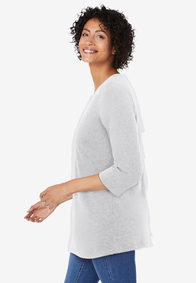 Perfect Three-Quarter Sleeve V-Neck Tunic image number 2