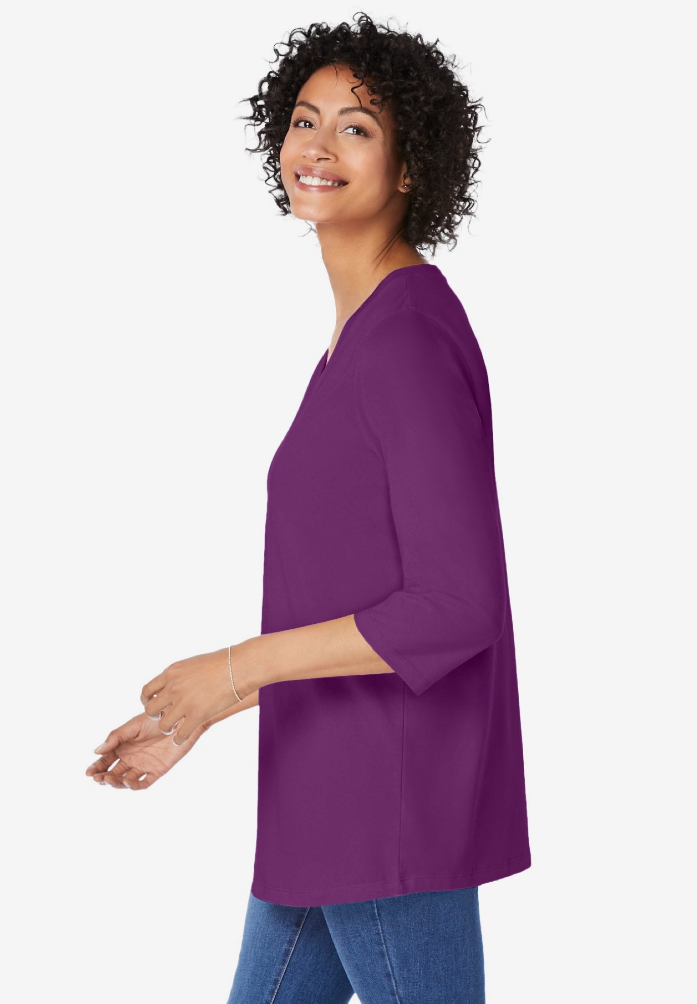 Perfect Three-Quarter Sleeve V-Neck Tunic image number 2