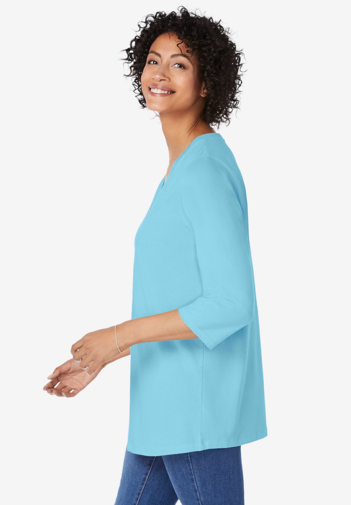 Perfect Three-Quarter Sleeve V-Neck Tunic image number 2