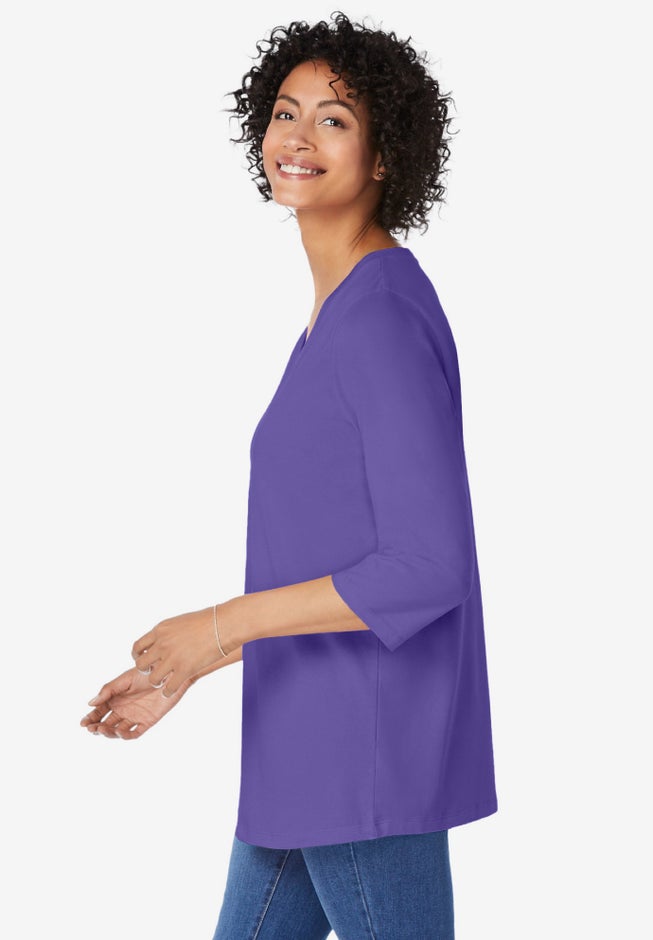 Perfect Three-Quarter Sleeve V-Neck Tunic image number 2