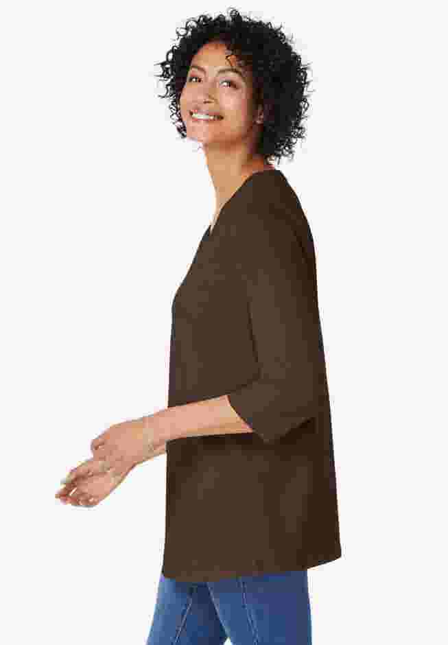 Perfect Three-Quarter Sleeve V-Neck Tunic image number 2