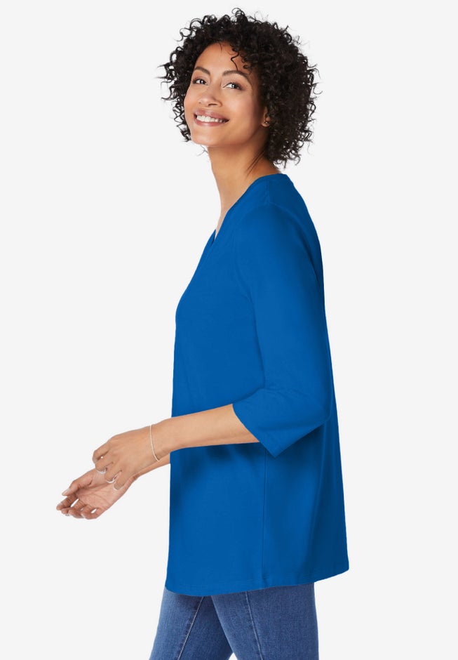 Perfect Three-Quarter Sleeve V-Neck Tunic image number 2