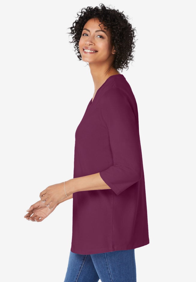 Perfect Three-Quarter Sleeve V-Neck Tunic image number 2