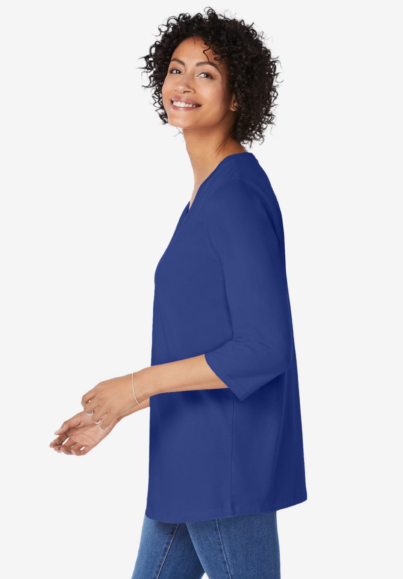 Perfect Three-Quarter Sleeve V-Neck Tunic image number 2