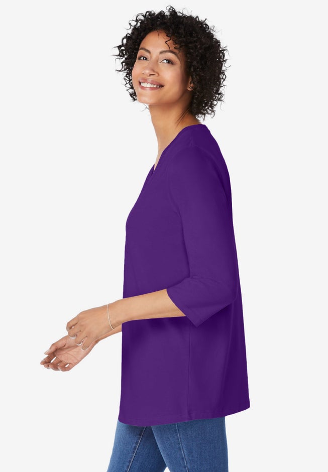 Perfect Three-Quarter Sleeve V-Neck Tunic image number 2