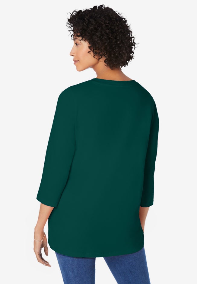 Perfect Three-Quarter Sleeve V-Neck Tunic image number 1