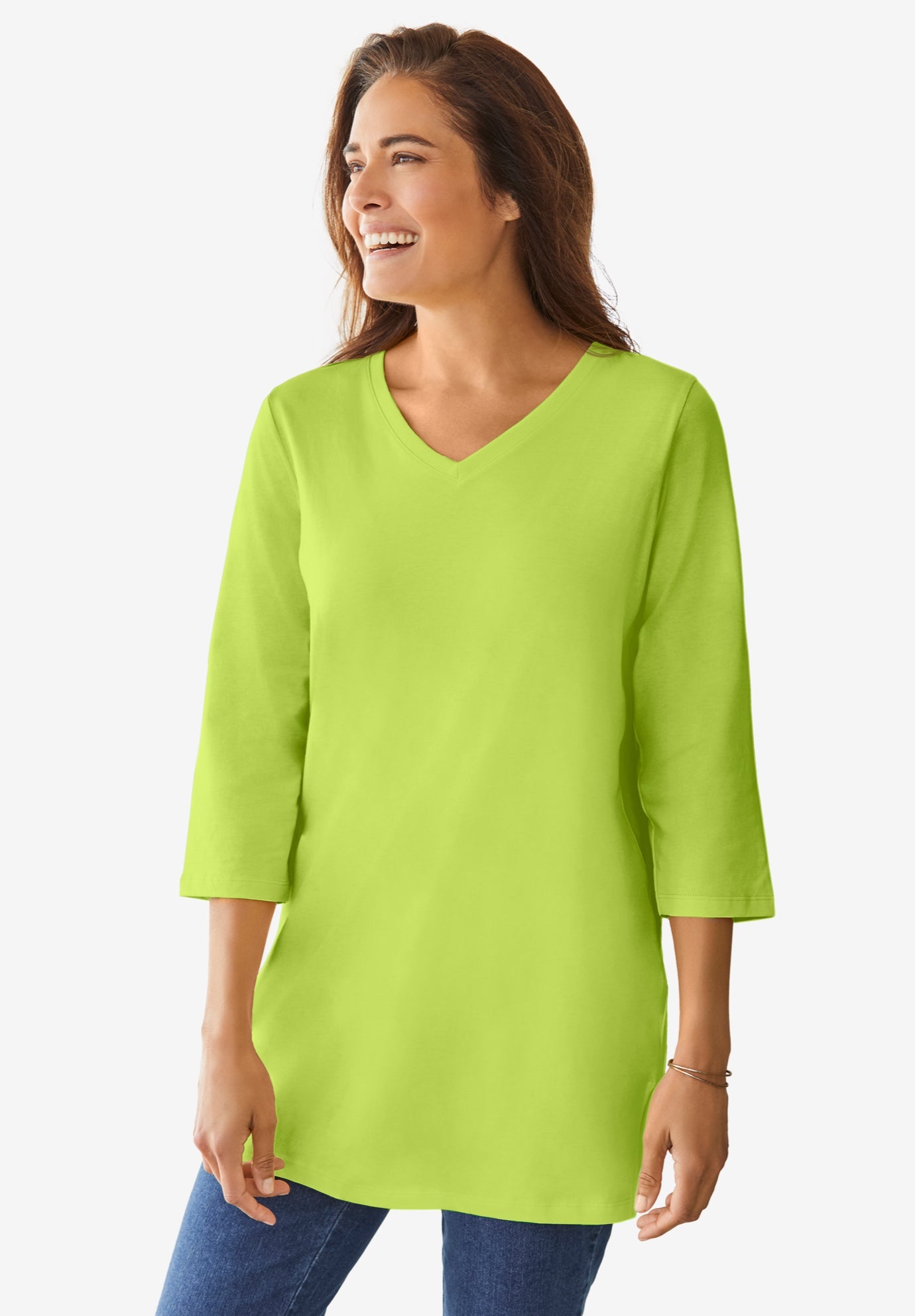 Perfect Three-Quarter Sleeve V-Neck Tunic image number 0