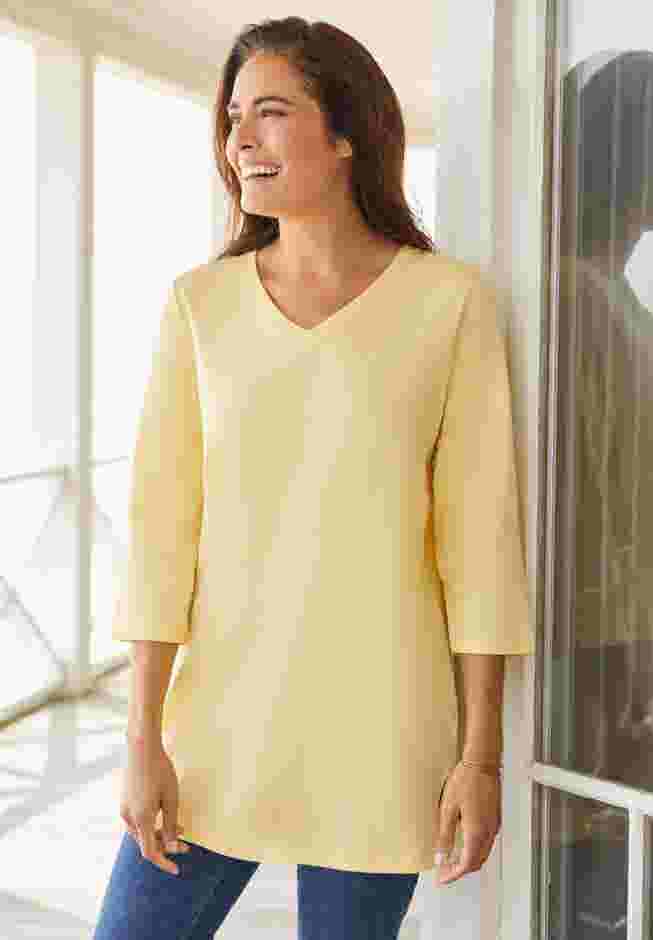 Perfect Three-Quarter Sleeve V-Neck Tunic image number 0