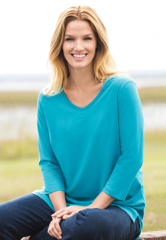 Perfect Three-Quarter Sleeve V-Neck Tunic image number 0