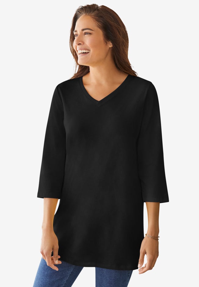 Perfect Three-Quarter Sleeve V-Neck Tunic image number 0