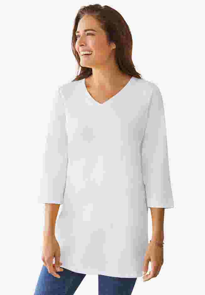 Perfect Three-Quarter Sleeve V-Neck Tunic image number 0